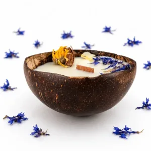 Coconut Escape natural handmade candle in coconut shell Karina Naturals