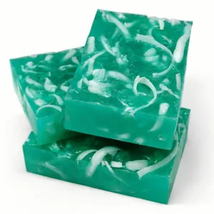 Handmade eucalyptus soap bar on white background