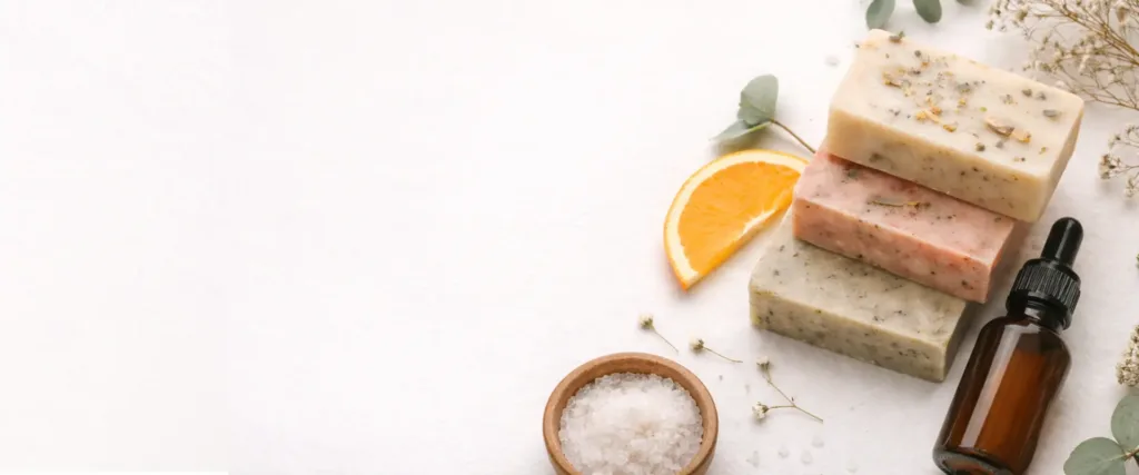 Handmade natural soap bars with essential oils, sea salt and botanical ingredients - Karina Naturals skincare