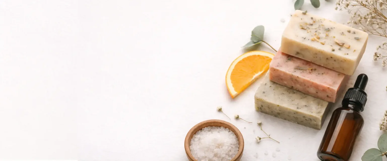 Handmade natural soap bars with essential oils, sea salt and botanical ingredients - Karina Naturals skincare