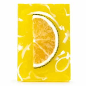 Handmade lemon and mint soap bar with real citrus slice, natural glycerin soap, Karina Naturals UK