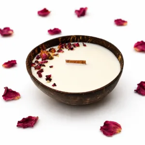 Cherry noir natural handmade candle in coconut shell Karina Naturals