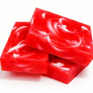 Close-up of cherry soap texture with white details