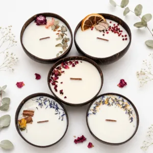 Handmade sauvage, cherry, blueberry, coconut, and relaxation candle set for Karina Naturals gift box