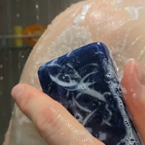 sauvage handmade soap in the shower